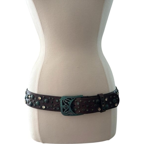 Streets Ahead Belt Women Large Studs Italian Leather Ribel Italy Buckle Western main image 12